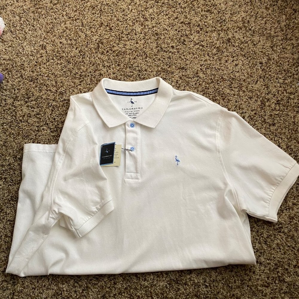 Men's white polo golf shirt